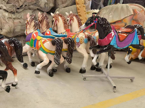 Carousel horses for double decker carousel ride
