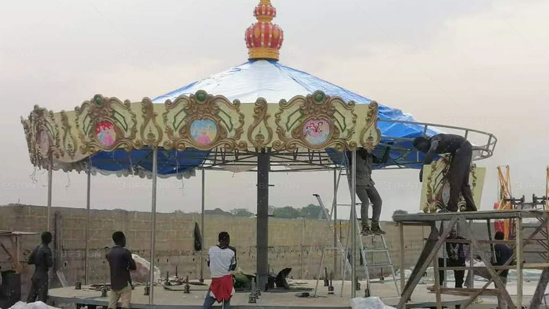 Carousel ride installation in Dream World park