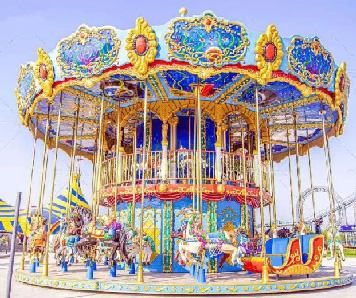 Double Decker Carousel Rides for Theme Parks