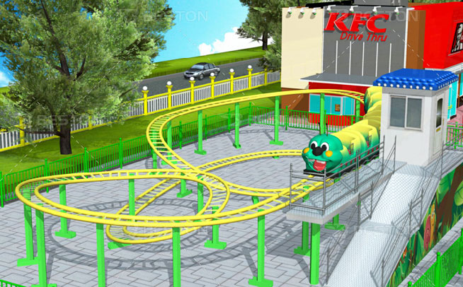 Green worm kiddie roller coaster ride for sale