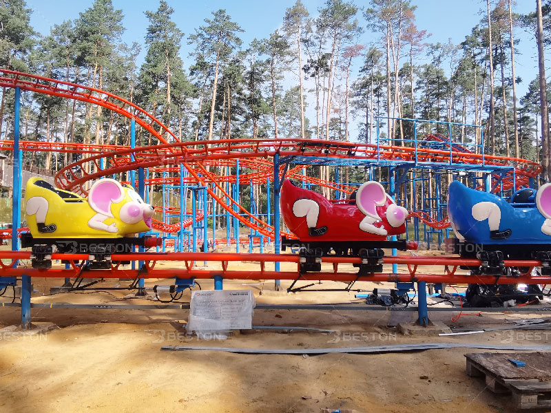 Installation of wild mouse roller coaster ride
