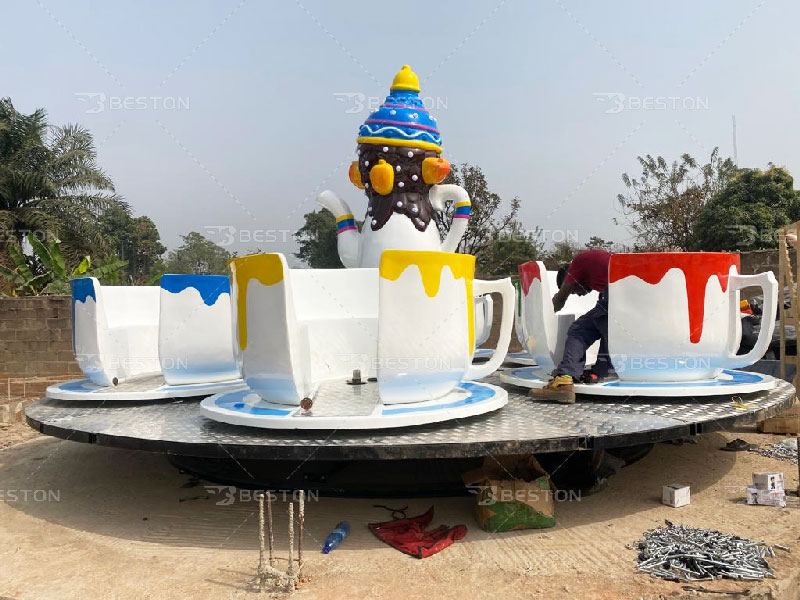 Kiddie tea cup ride installation 