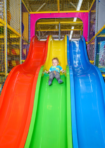 Kids Slides Area in the Trampoline Park 