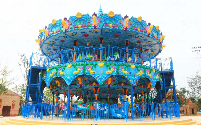 Ocean theme double decker carousel ride for sale