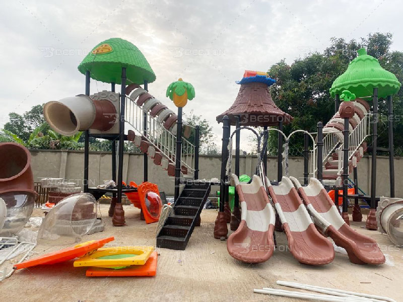 Outdoor playground equipment installation in Nigeria