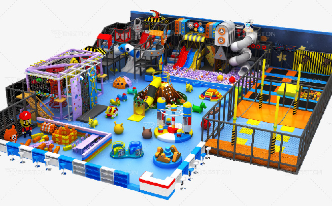 Space themed indoor play equipment for kids